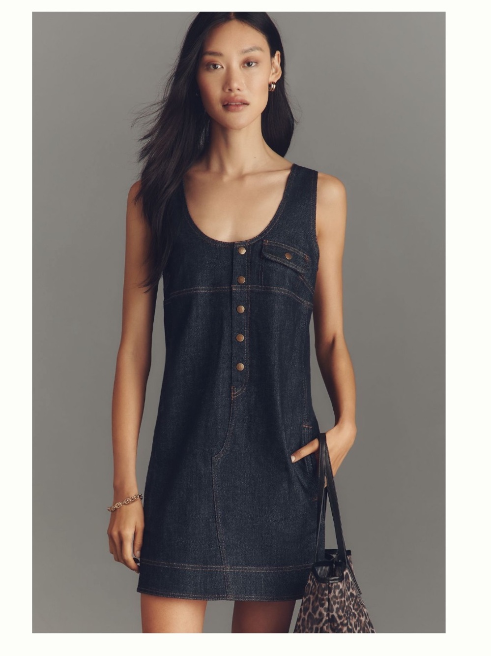 NWT Anthropologie Pilcro Denim Snap-Front Mini Dress, S - Picture 11 of 11